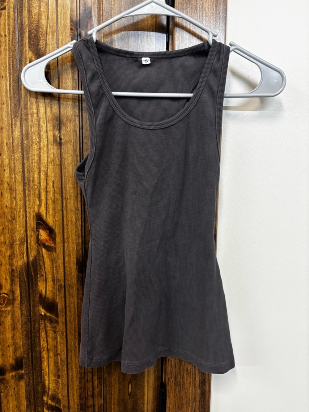 Women's Black Ribbed Tank Top - Sleeveless Scoop Neck